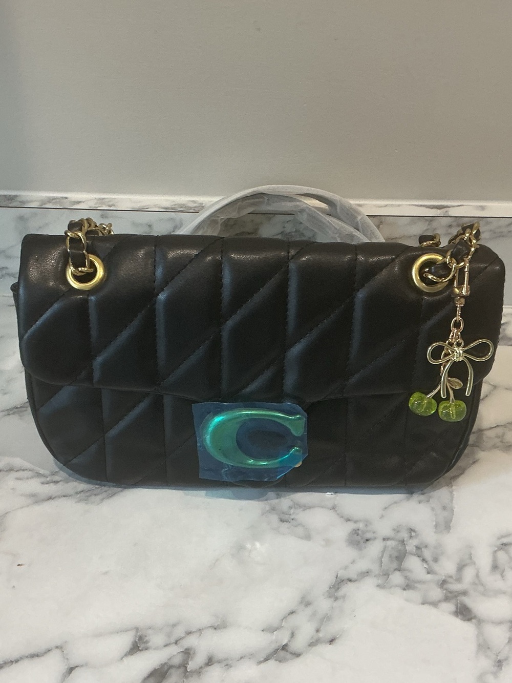 Coach Black Quilted Leather Tabby Shoulder Bag with Gold Hardware